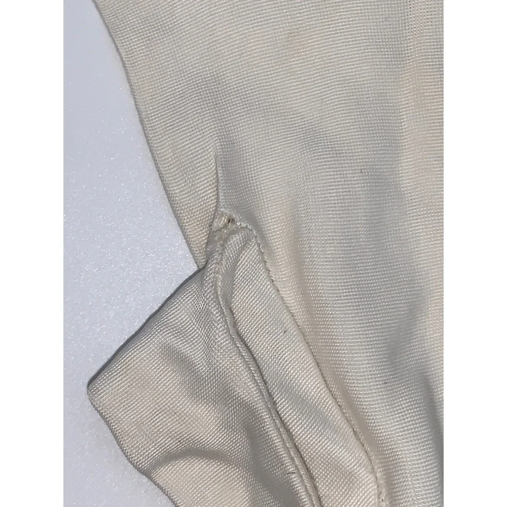Vintage 1960s Ivory Nylon Opera Gloves Embroidered Floral Wedding Formal 13